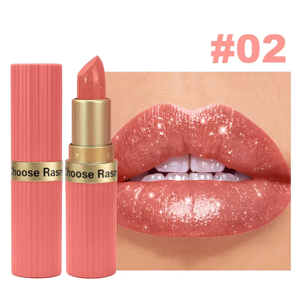 Rouge à Lèvres Nacré Diamant – Fini Glitter Waterproof