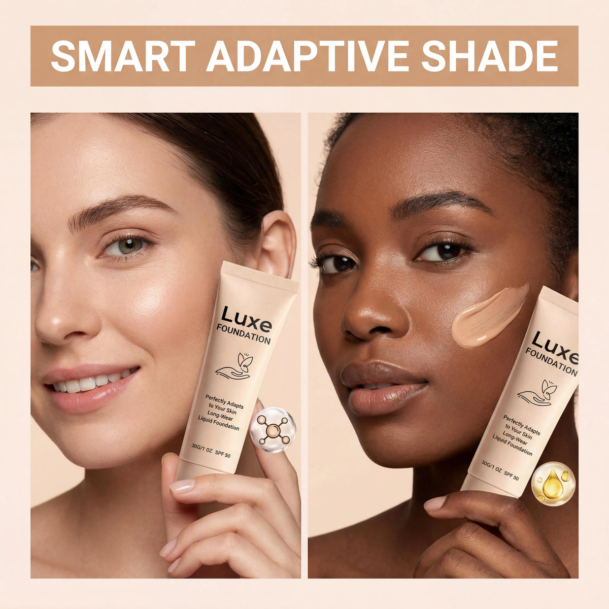 Fond de Teint Adaptatif SPF 50 – Effet Peau Nue