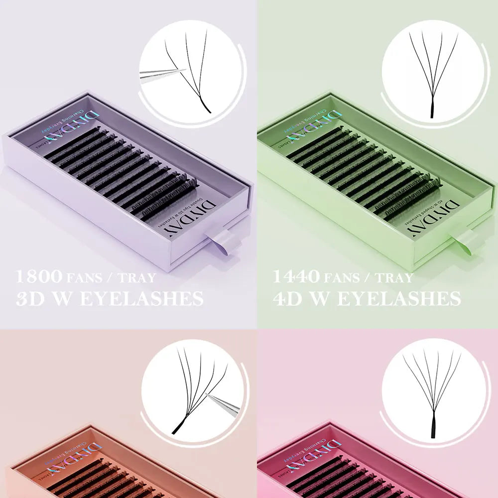 Extensions de Cils Volume Russe W – Éventail 3D à 5D