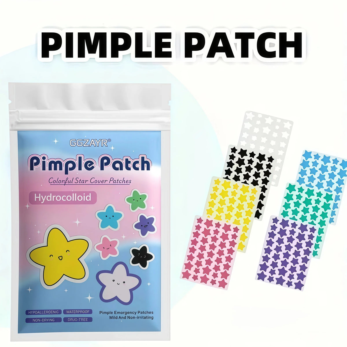 Patchs Anti-Boutons Étoiles – Hydrocolloïde 7 Couleurs