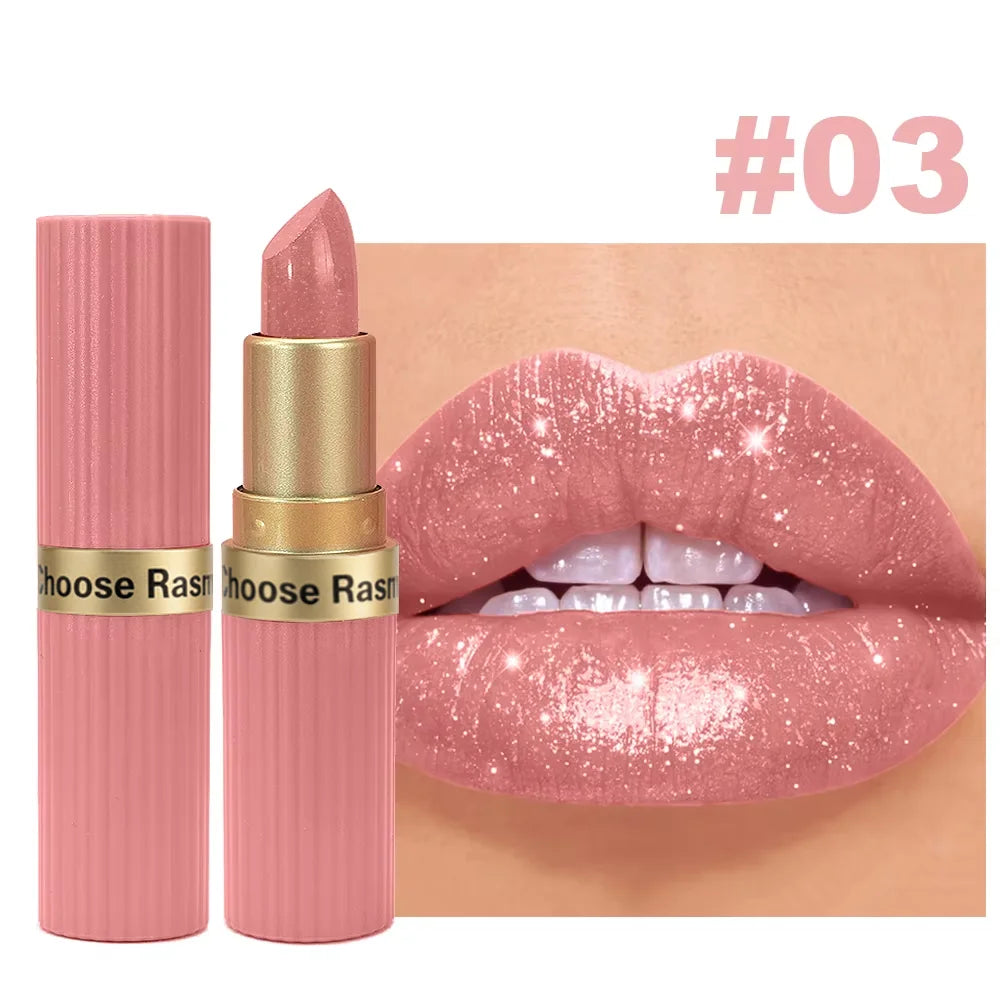 Rouge à Lèvres Nacré Diamant – Fini Glitter Waterproof