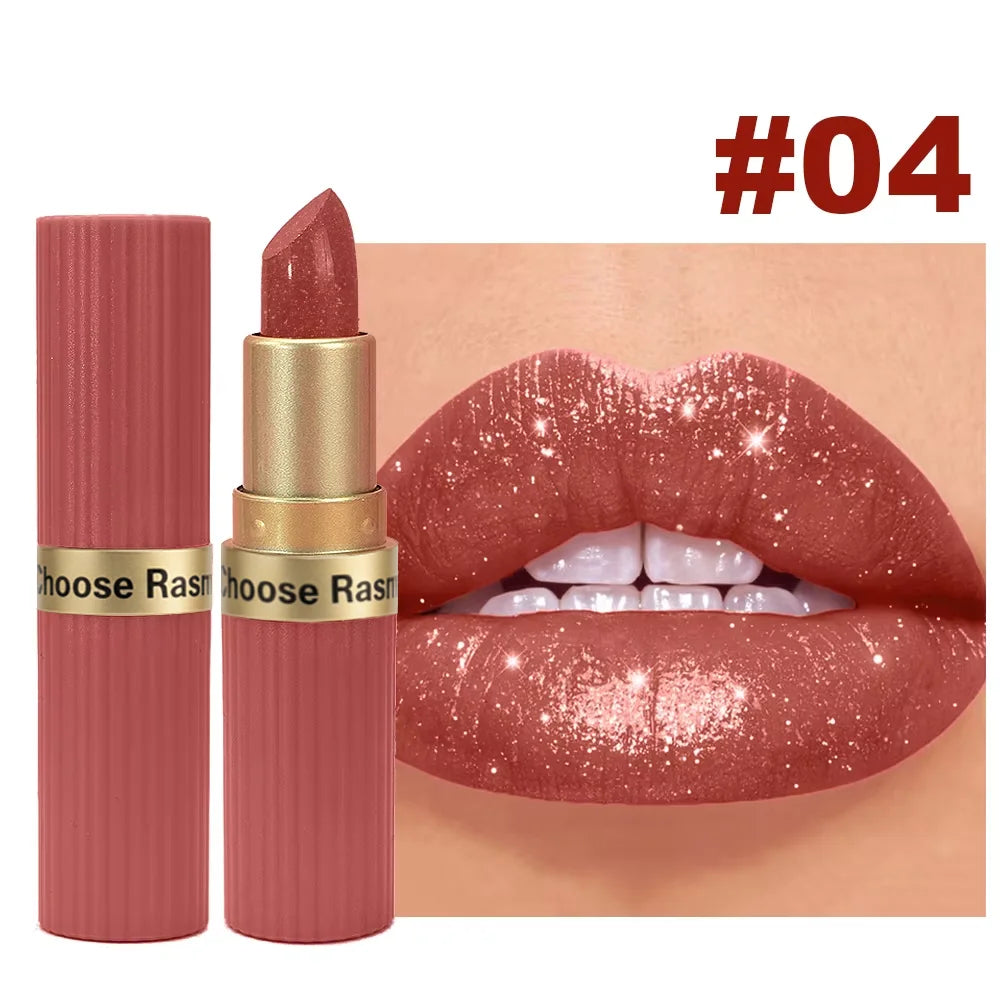 Rouge à Lèvres Nacré Diamant – Fini Glitter Waterproof