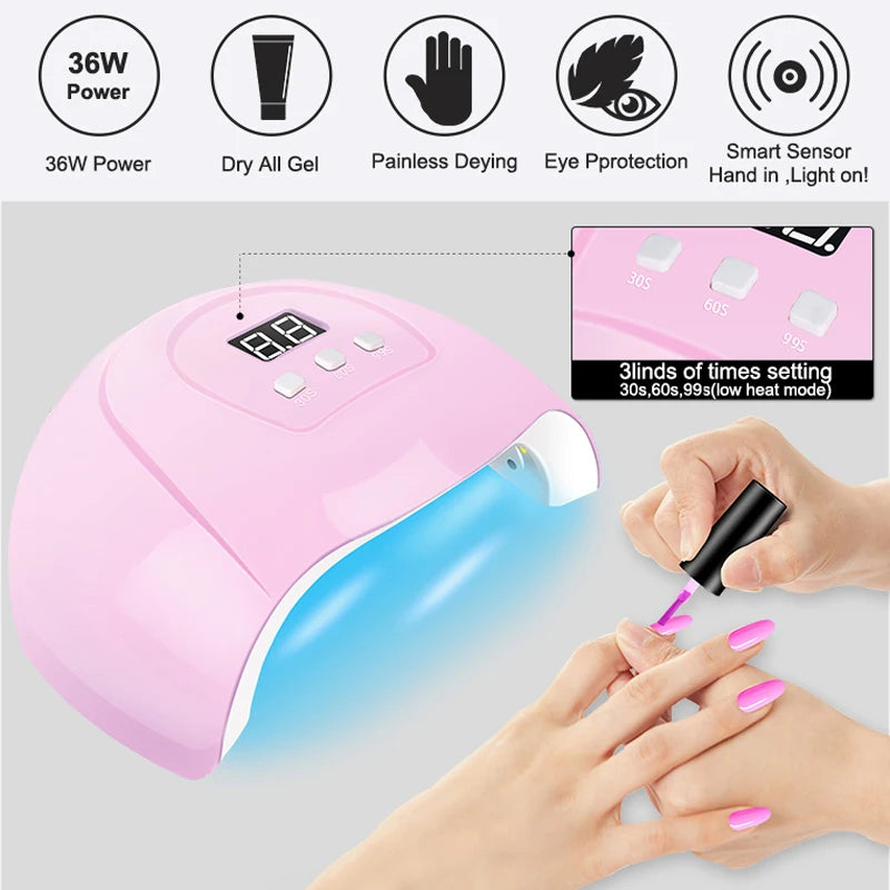 Kit Complet Vernis Semi-Permanent – Lampe UV & Ponceuse