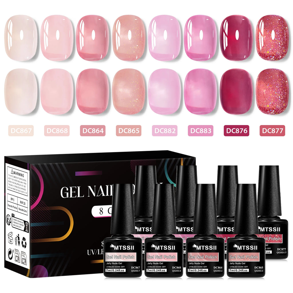 Coffret 8 Vernis Semi-Permanents – Jelly Nude
