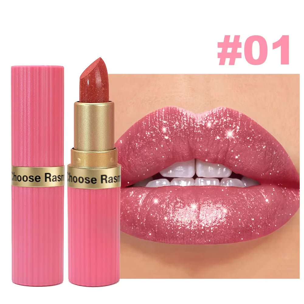 Rouge à Lèvres Nacré Diamant – Fini Glitter Waterproof