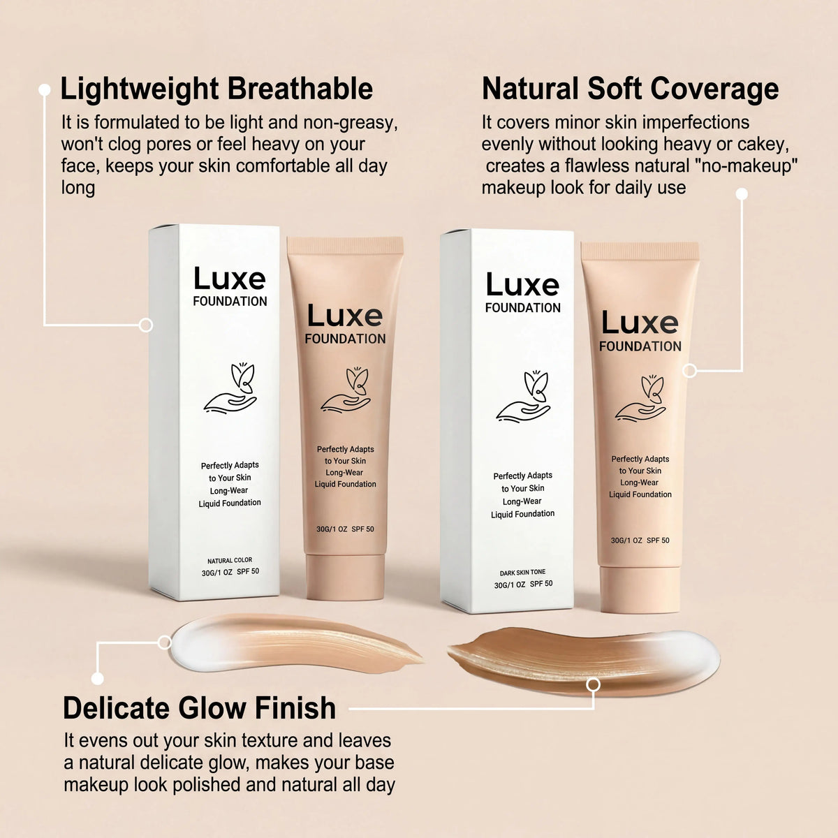 Fond de Teint Adaptatif SPF 50 – Effet Peau Nue