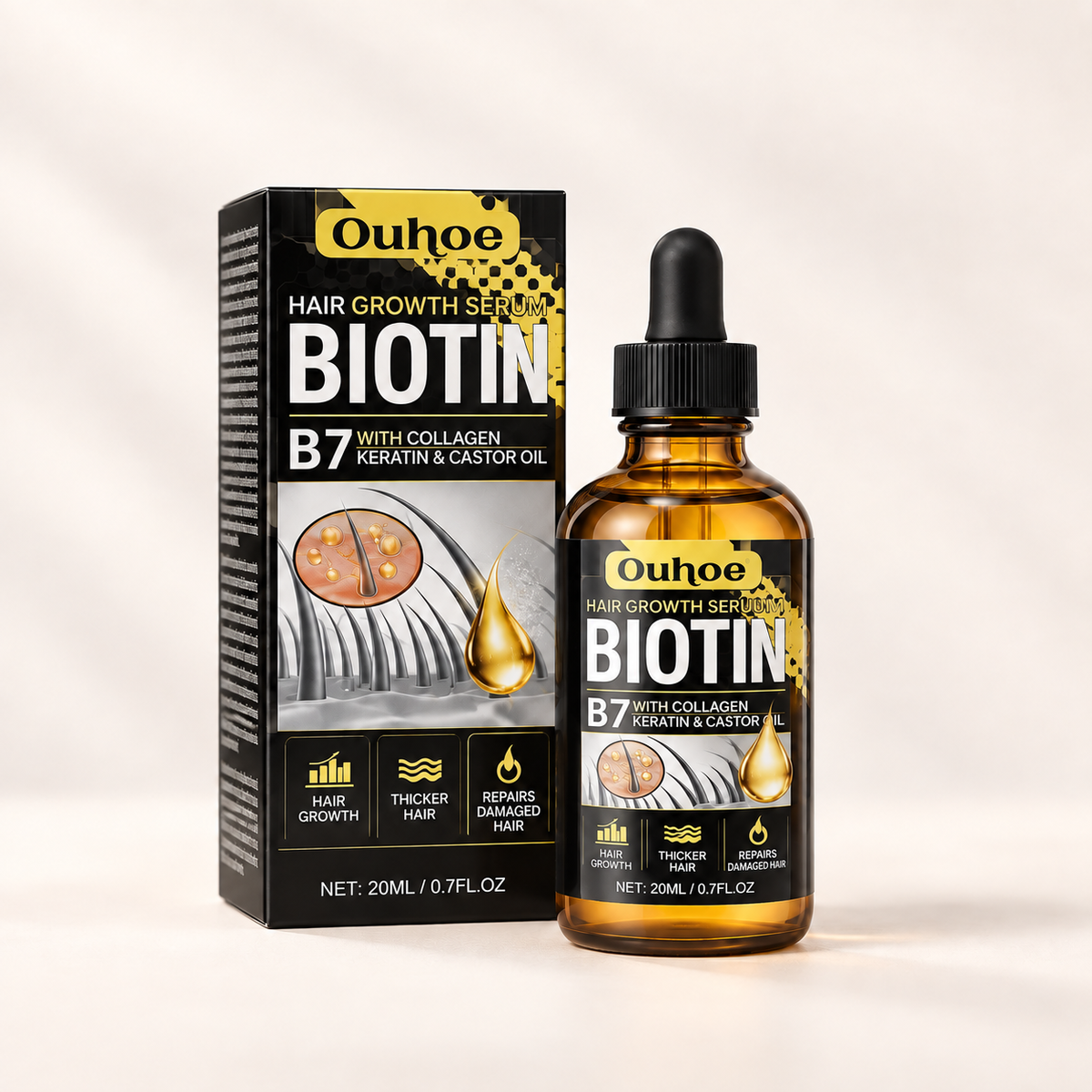 Huile Biotine & Collagene – Fortifiant Cuir Chevelu