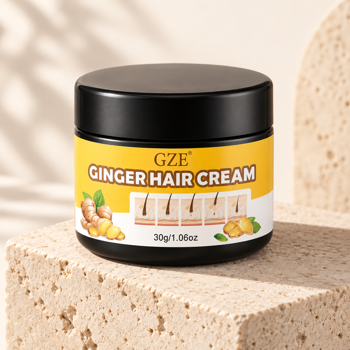 Crème Capillaire au Gingembre – Densité & Vitalité